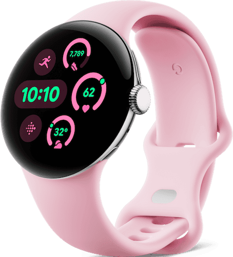 Google Pixel Watch 3 41mm Silver with Pink Band